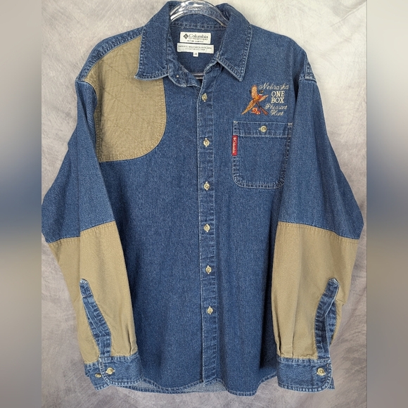 Columbia Denim Medium Embroidered With NEBRASKA ONE BOX PHEASANT HUNT - Picture 1 of 10